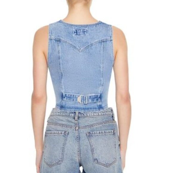 Forever 21 Women's Size Small Light Wash Button Embroidered Western Denim Vest - Picture 2 of 11